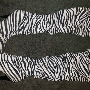 Zebra print knee high boots